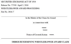 SEC whistleblower award reduction