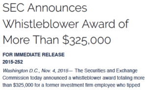 SEC whistleblower award decreases