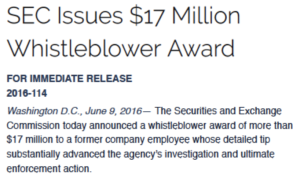 $17 million SEC whistleblower award