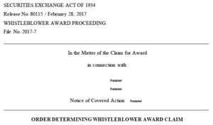 SEC whistleblower award reduced