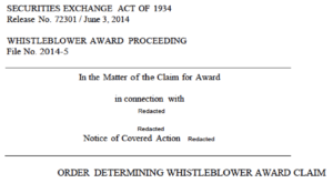 SEC whistleblower award payments