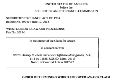 SEC Whistleblower Award Granted In Theft Of Customer Assets Case : SEC ...